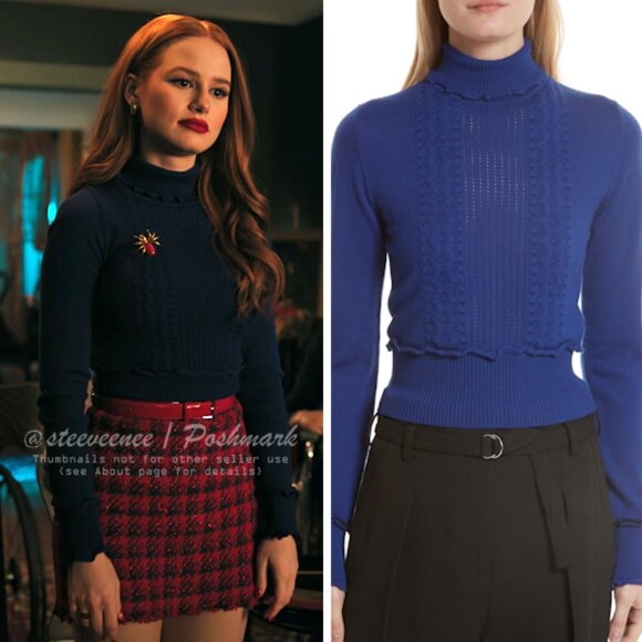 3.1 Phillip Lim Puffy Cable Turtleneck Sweater ASO Cheryl Blossom - Picture 1 of 16